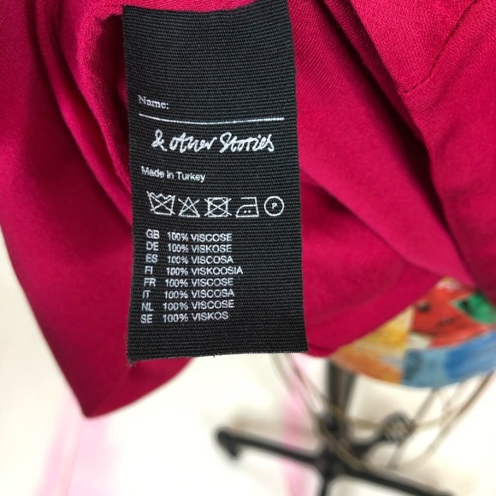 & Other Stories Long Sleeve Front Zip Layer Cerise - Picture 7 of 8